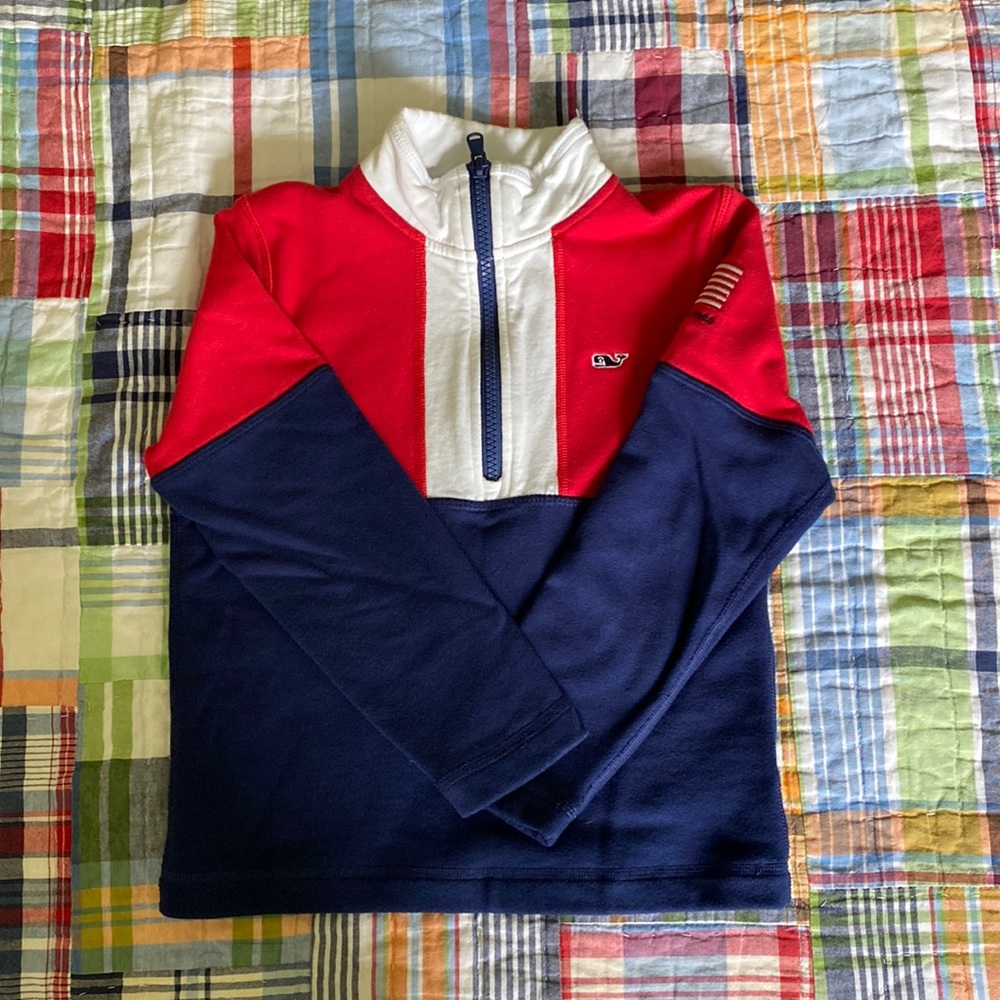 EUC red, white & blue Vinyard Vines 1/4 zip